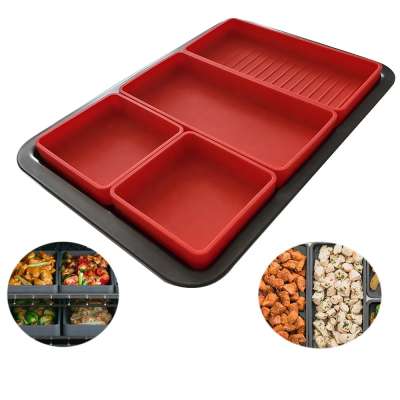 Amazon Best Seller Nonstick Bakeware 4pcs Set Divider Cheat Sheets Pan Cooking